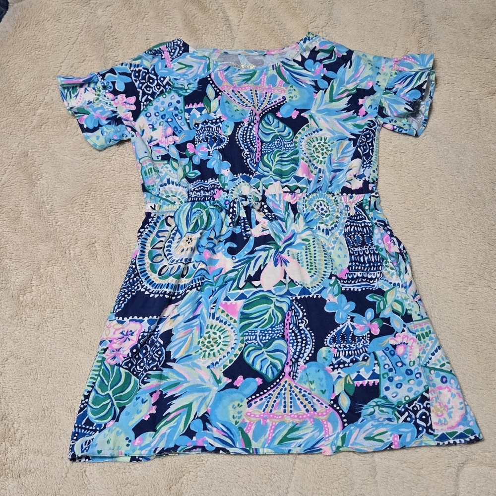 LILLY PULITZER girls’ blue multi Lookin’ Sharp Stasia dress M 6-7